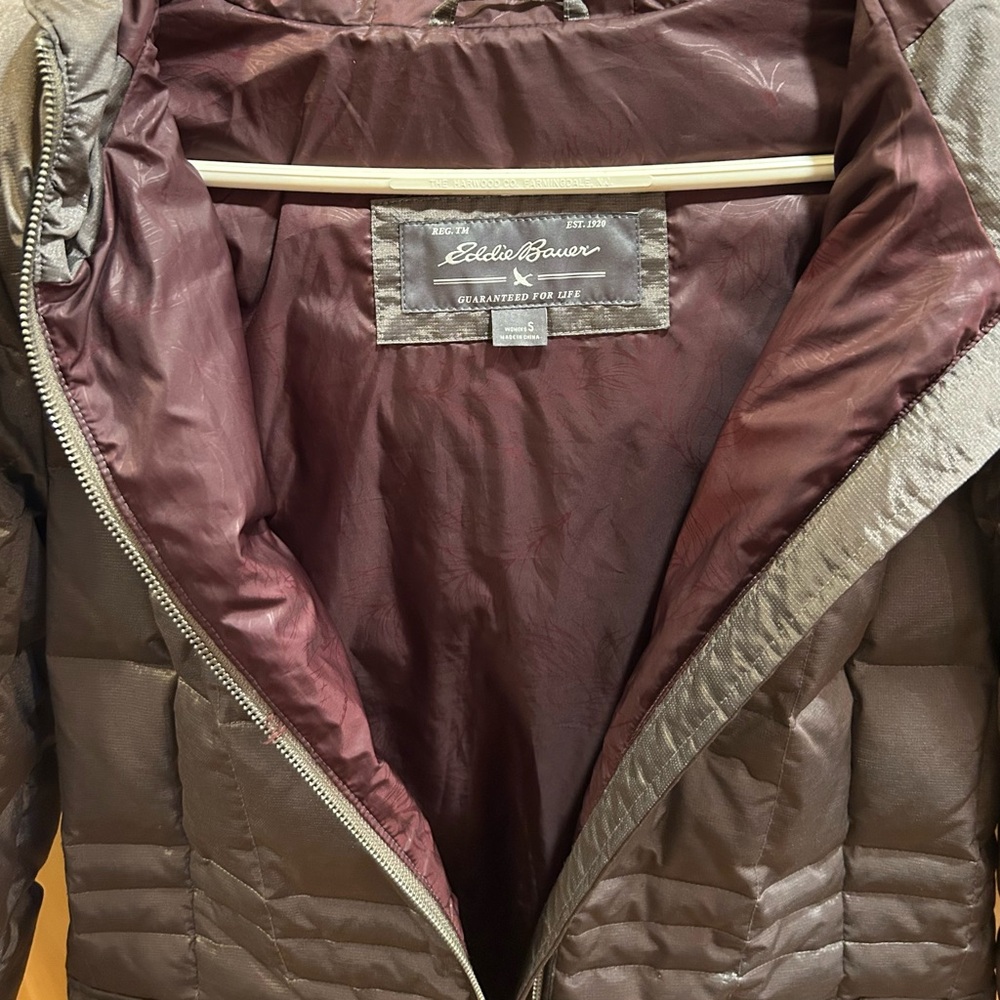 Eddie Bauer Brownish/Gray Puffer Jacket with Faux Fur Hood - Picture 6 of 12